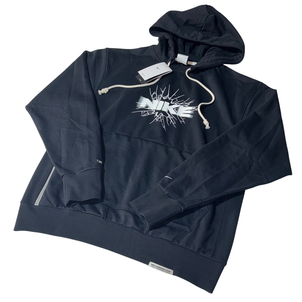 Nike Standard Issue Hoodie Mens M Dri-FIT‎ Black Zippered Pockets Gym NWT $105